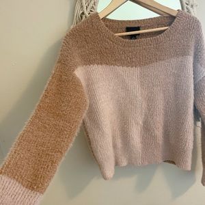 Lumiere | Pink and Tan Colorblock Sweater
